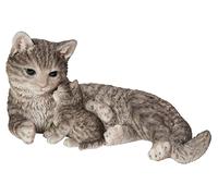 Vivid Arts - Décoration de jardin réaliste Mère et Bébé Chaton tigré XRL-KTM2-B, L : 35 cm