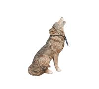 Vivid Arts Loup Assis - XRL-SWOL-D - Résine - Sculpture de Jardin - Gris - Loup