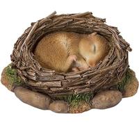 Vivid Arts Real Life NF-DM09-F Décoration de jardin en résine Dormouse endormi dans un nid