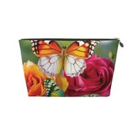 Vivid Flamingo Trousse de toilette de voyage en cuir - Grande capacité - Pour un usage quotidien et en voyage, Printemps Papillon Rose Fleurs, Taille unique