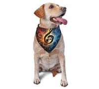 Vivid High Musical Symboles Imprimés Graphique Animal Triangle Écharpe pour Chiens et Chats, Bandana Mignon Réglable pour Animaux de Compagnie et Séances Photo