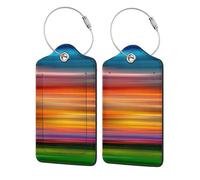 Vivid Lot de 2 étiquettes de bagage en cuir avec rabat d'intimité et boucle en métal pour femme et homme