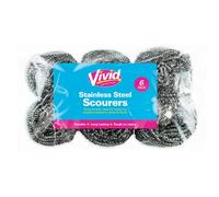 Vivid Lot de 6 éponges à récurer en acier inoxydable