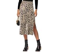 VividHarbor Jupe midi taille haute en satin avec ceinture élastique, fente latérale, coupe évasée, jupes de mariage décontractées pour femmes, léopard, XX-Large