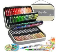 VividHues Feutre Acrylique 120 Couleurs - Marqueur Acrylique à Pointe Pinceau, Acrylic Paint Marker Feutres Acryliques pour Peinture sur Bois, Toile, Verre, Céramique, DIY(GRIS)