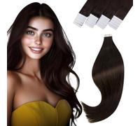 Vivien Adhesif Extension Cheveux Humain Marron Cheveux Naturel Extension Adhesive Invisible Marron Foncé Seamless 45 cm 50g 20Pcs #2