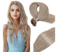 Vivien Blond U Tip Extension Cheveux Humain 40 cm Extension Cheveux Naturel Keratine Blond Cendré à Décoloré Pre Bonded Droit 50g 50s #18/613