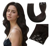 Vivien Brun Extension Cheveux Naturel Clip 50 cm Double Trame Clip Extension Cheveux Humain Brun Foncé Invisible Lisse 80g 5PCS #2