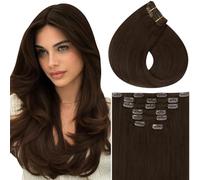Vivien Clip Extension Cheveux Humain Brun Invisible Extension de Cheveux Naturel a Clip Brun Double Trame Lisse 35 cm 120g 7PCS #4