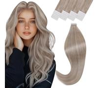 Vivien Extension Cheveux Naturel Adhesif Blond Invisible Bande Adhesive Extension Blond Cheveux Remy pour Femme 45 cm 50g 20Pcs #19/60