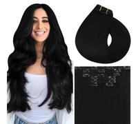 Vivien Extension Cheveux Naturel Clip Noir Invisible Extension Vrai Cheveux Humain a Clips Noir Droit 55cm 120g 7PCS #1