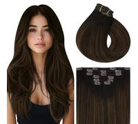 Vivien Extension de Cheveux Humain a Clip Marron Foncé Balayage Clair Clip Extension Cheveux Naturel Ombre Marron Invisible 35 cm 120g 7PCS #2/8/2