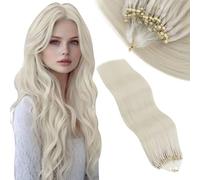 Vivien Extension Micro Loop Cheveux Humain Blond Cold Fusion Extension a Froid Cheveux Vrais Blond Platine Droit 45 cm 50s 50g #60