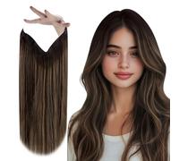 Vivien Extensions de Cheveux Humains Fil 45 cm Marron Ombre Wire Extension Cheveux Naturel Marron Foncé à Clair Balayage Lisse 80g #2/8/2