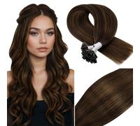 Vivien Keratine Extension Cheveux Humain Balayage Brun Hot Fusion Extension Cheveux Naturel U Tip Ombre Brun Foncé à Clair Droit 45cm 50g/50s #2/8/2