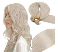 Vivien Keratine Extension Cheveux Naturel 60cm Blond Platine Femme Extension de Cheveux a Kératine Humain Blonde Lisse Longue 50g 50s #60