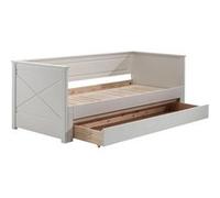 VIVIEN - Lit Extensible 90x200cm en Pin Laqué Blanc avec Tiroir -