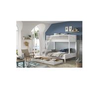 VIVIEN - Lit Superposé 2 Tiroirs en Pin Laqué Blanc Couchages 140x200cm et 90x200cm - Altobuy Blanc G