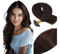 Vivien Marron Keratine Extension Cheveux Humain Droit Pre Bonded Extension de Cheveux a Kératine Naturel Marron Foncé Invisible 40cm 50g 50s #2