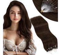 Vivien Micro Ring Extension Cheveux Naturel Brun 40 cm Cheveux Humain Extension Micro Loop Brun Invisible Femme 50g 50s #4