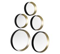 Vivien Miroir mural décoratif 5 pièces avec cadre rond en noir et doré