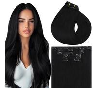 Vivien Noir Extension Cheveux Clip de Humains 50 cm Noir Jet Extension a Clip Cheveux Vrais Invisible Doux 120g 7PCS #1