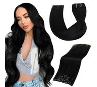 Vivien Noir Extension Clip Cheveux Naturel Double Trame Extension de Cheveux a Clip Naturel Noir Droit 55 cm 5PCS 80g #1