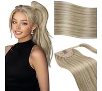 Vivien Queue de Cheval Extension Naturel Blond Wrap Around Extension Cheveux Humain Queue Blond Cendré à Moyen Ponytail Extension Cheveux Remy 30cm 70g #16P22