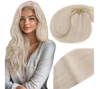 Vivien Tissage Cheveux Naturel Extension Blond Platine Tissage de Extensions Cheveux Vrais Blond Longue 60 cm 100g #60