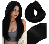 Vivien Tissage Extension Cheveux Humain Noir 60 cm Longue Extension de Cheveux Naturel Tissage Noir pour Femme 100g #1
