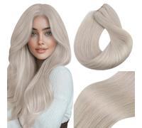 Vivien Tissage Naturel Cheveux Humain Blond 40 cm Lisse Sew in Extension Cheveux Remy Bundles Blond Platine Double Trame 100g #60