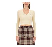 Vivienne Westwood - Bea Cropped V-Neck - Femme - Pulls - Blanc - Taille: 36 FR