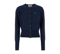 Vivienne Westwood - Cardigan en Mélange de Coton Bleu Marine - Femme - Pulls - Bleu - Taille: 42 FR