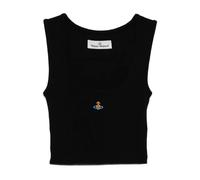 Vivienne Westwood - Cropped Rib Tank Top - Femme - Tops - Noir - Taille: 42 FR