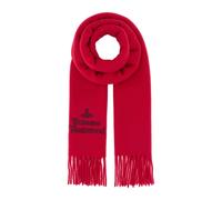 Vivienne Westwood - Écharpe à franges brodée logo - Femme - Accessoires - Rouge - Taille: ONE Size