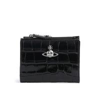 Vivienne Westwood Embossed Croc Slim Portefeuille noir, cuir de veau gaufré, femme