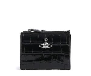 Vivienne Westwood Embossed Croc Slim Portefeuille noir, cuir de veau, femme