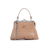 Vivienne Westwood Granny Frame Embossed Croc Sac à main marron, cuir de veau gaufré, femme