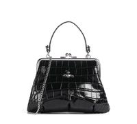 Vivienne Westwood Granny Frame Embossed Croc Sac à main noir, cuir de veau gaufré, femme