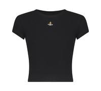 Vivienne Westwood - T-shirt Courte Brodé Orb - Femme - Tops - Noir - Taille: 40 FR