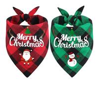 Vivifying Dog Christmas - Lot de 2 Bandanas triangulaires réglables pour Chien avec Motif à Carreaux - Costume de Noël pour Petits Chiens - Petit, Vert et Rouge