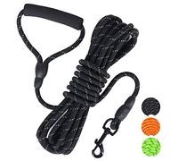 Vivifying Longue laisse flottante réfléchissante pour dressage de chien avec poignée souple pour le camping, la randonnée, la natation, la plage et le lac (noir)