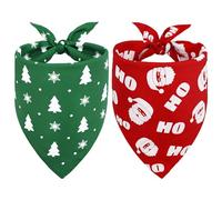 Vivifying Lot de 2 Bandanas pour Chien de Noël - Triangle réglable - avec Père Noël - Costume de Noël pour Chien (Taille L, Vert et Rouge)