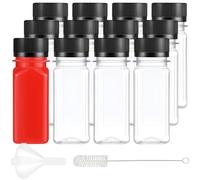 VIVIIHOO 24 pièces : Petites Bouteilles de Shots de 60 ML pour la Garniture, Mini-Bouteilles avec Entonnoir et Brosse, Bouteilles en Plastique Transparente pour Le Shot au Gingembre, jus, Smoothie