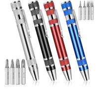 VIVIIHOO 4 Pack 8 en 1 Stylo Tournevis Set Sacs Tournevis Mini Magnétique Portable Croix Tournevis à Fente Outil à Main