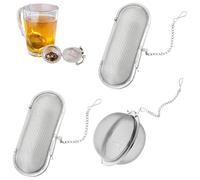 VIVIIHOO Boule d’épices pour Cuisiner, passoire à thé en Acier Inoxydable en 3 pièces avec chaîne, passoire à épices et œuf d’épices pour Le thé en Vrac et épices (elliptique et Rond)