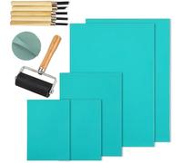 VIVIIHOO Ensemble d’Impression Linocut - Kit de démarrage en linogravure de 12 pièces avec plaques en linoléum, papiers de calquage et Outils pour Timbres DIY, gravures et Affiches artistiques