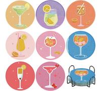 VIVIIHOO Ensemble de Dessous de Verre Diamond Painting Set de 8 pièces avec Porte-à-Coup, kit de Bricolage en mosaïque DIY pour Cocktails, Cadeau Aperol pour Adultes et débutants