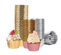 VIVIIHOO Lot de 150 caissettes à muffins en papier - Imperméables, résistantes à l'huile et antiadhésives - En aluminium doré, argenté et rose - Parfait pour les mini moules en papier à muffins
