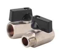 VIVIIHOO Lot de 2 billes 3/8 pouces en laiton nickelé pour raccords à air comprimé, mini robinet à tournant sphérique filetage interne x vanne d'arrêt